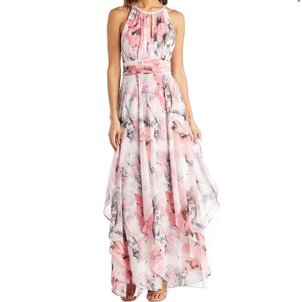 R&M Richards Halter Keyhole Maxi Dress